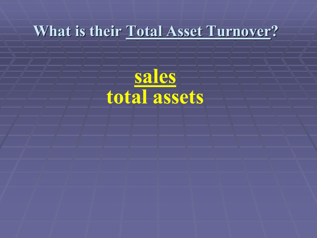 What is their Total Asset Turnover? sales total assets